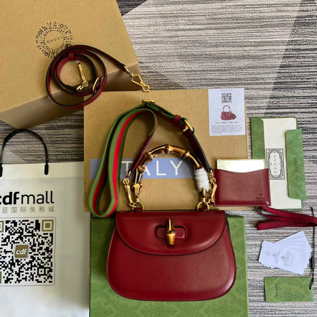Gucci 675797 Bamboo1947 small top handle bag Red