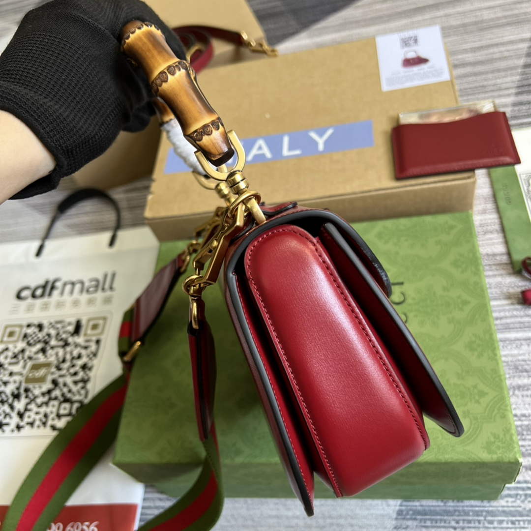 Gucci 675797 Bamboo1947 small top handle bag Red