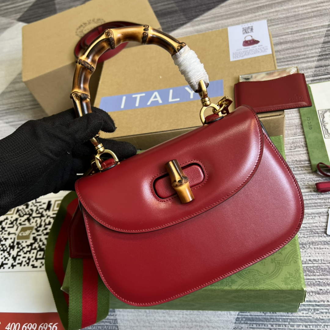 Gucci 675797 Bamboo1947 small top handle bag Red