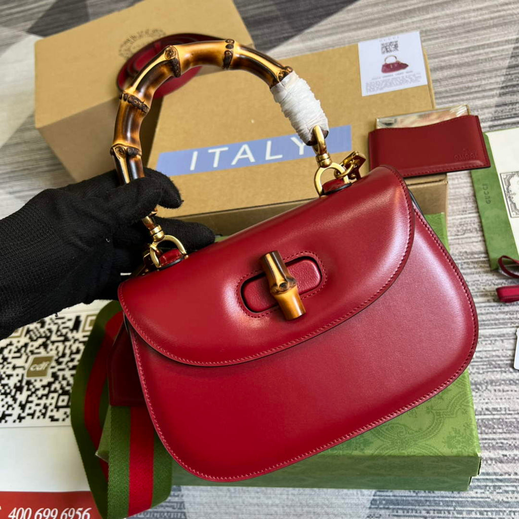 Gucci 675797 Bamboo1947 small top handle bag Red