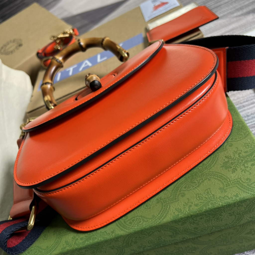 Gucci 675797 Bamboo1947 small top handle bag Orange Leather