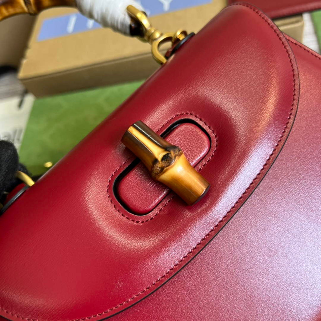 Gucci 675797 Bamboo1947 small top handle bag Red