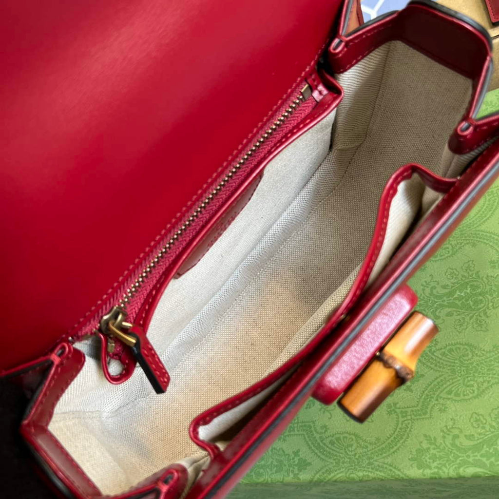 Gucci 675797 Bamboo1947 small top handle bag Red