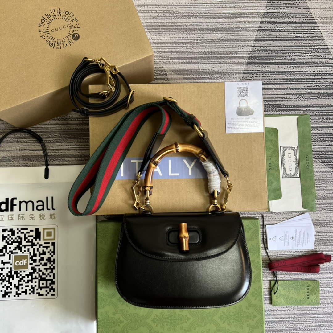Gucci 675797 Bamboo1947 small top handle bag Black