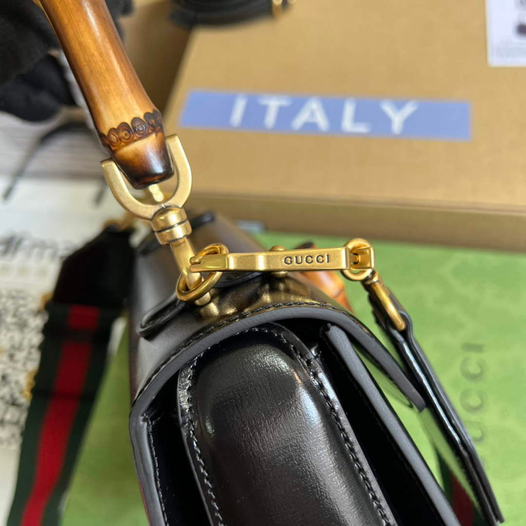 Gucci 675797 Bamboo1947 small top handle bag Black