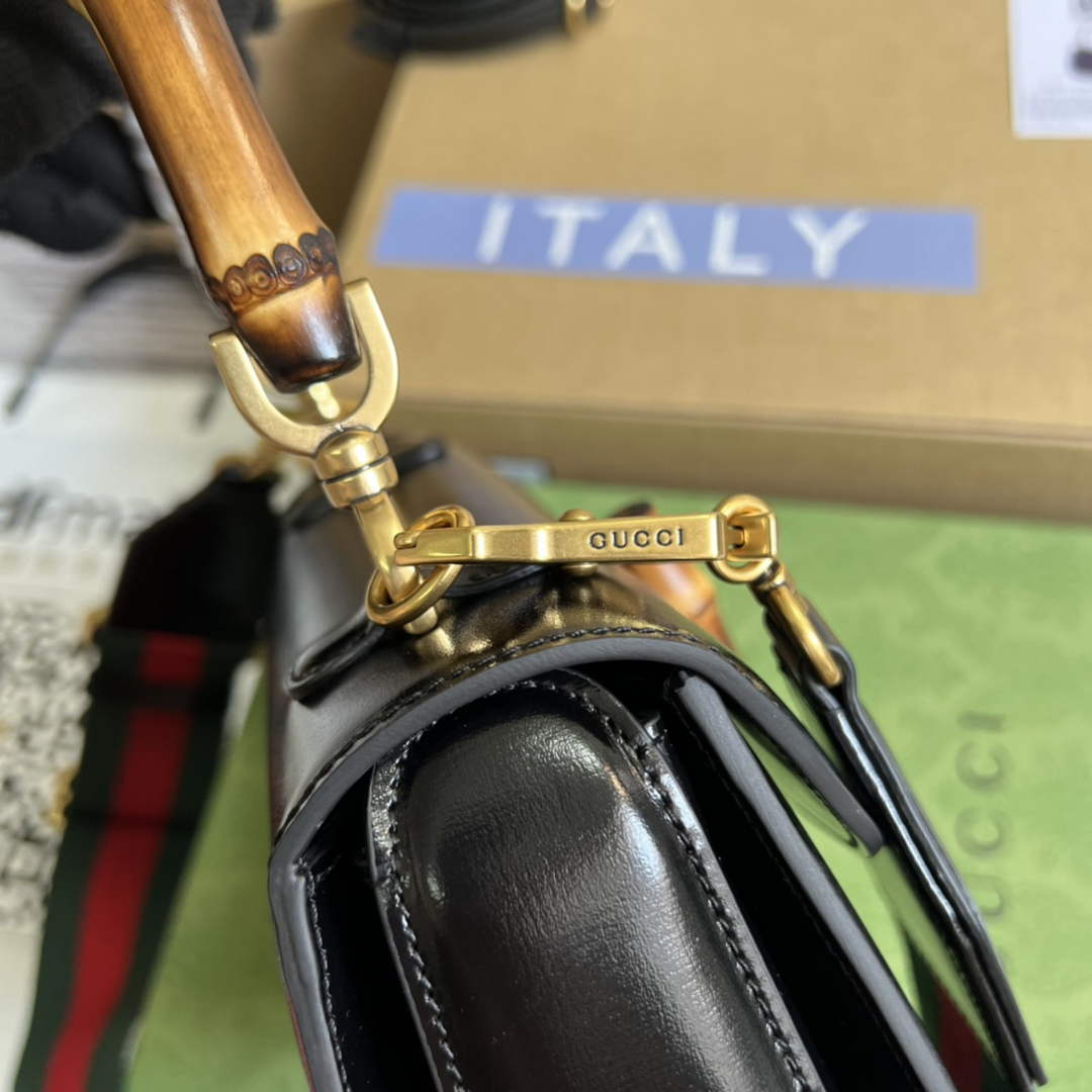 Gucci 675797 Bamboo1947 small top handle bag Black