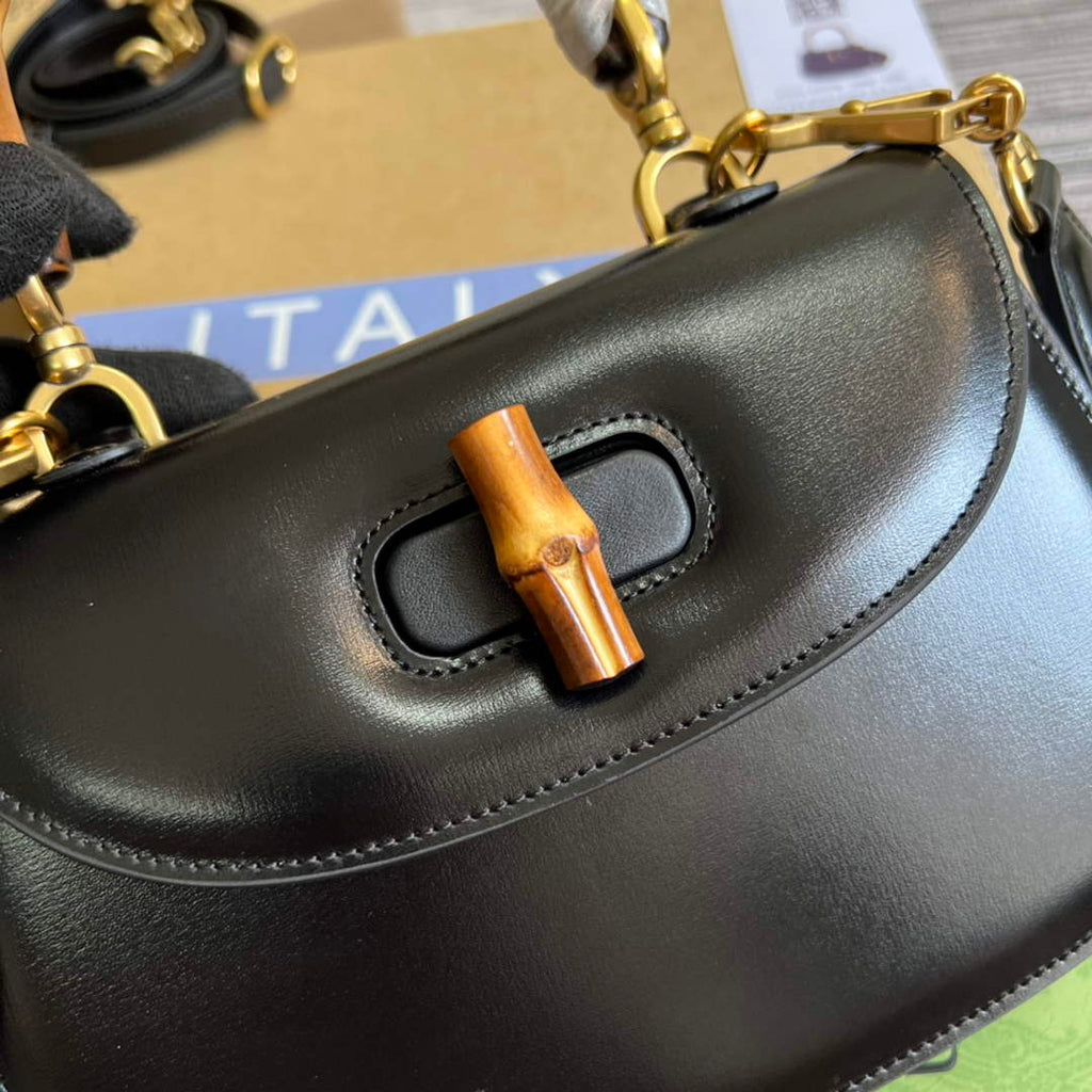 Gucci 675797 Bamboo1947 small top handle bag Black