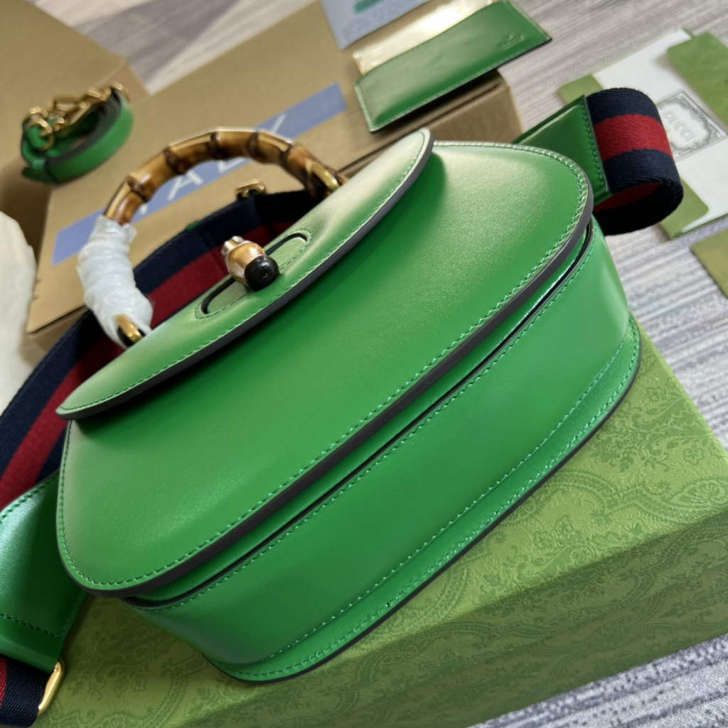 Gucci 675797 Bamboo1947 small top handle bag Green Leather