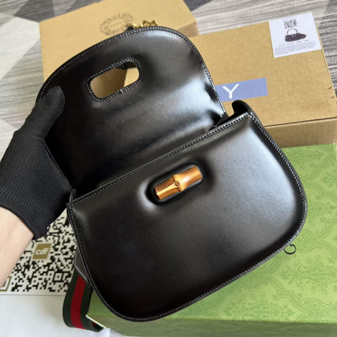 Gucci 675797 Bamboo1947 small top handle bag Black