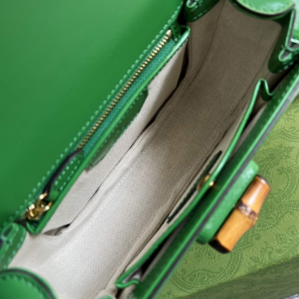 Gucci 675797 Bamboo1947 small top handle bag Green Leather