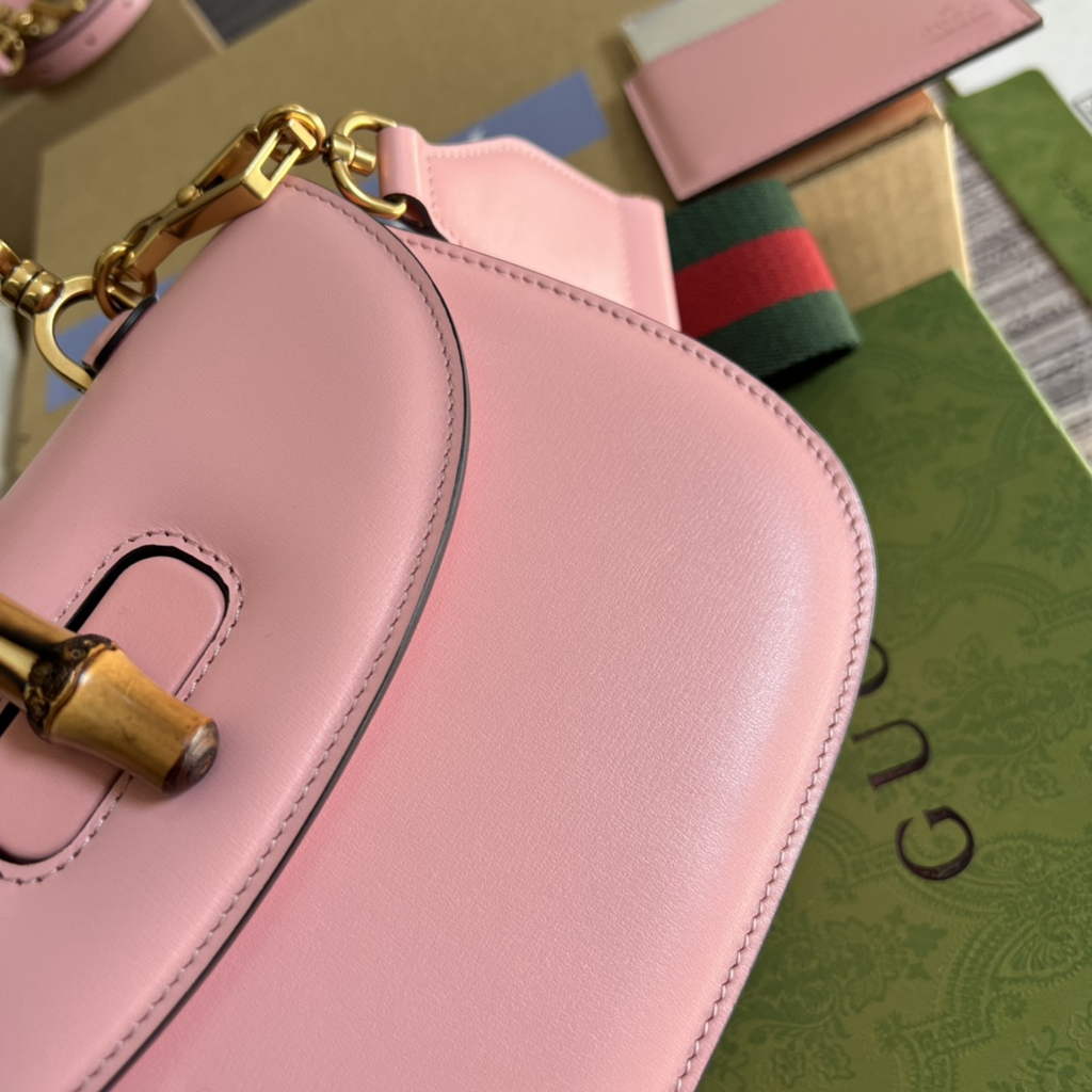 Gucci 675797 Bamboo1947 small top handle bag Pink Leather