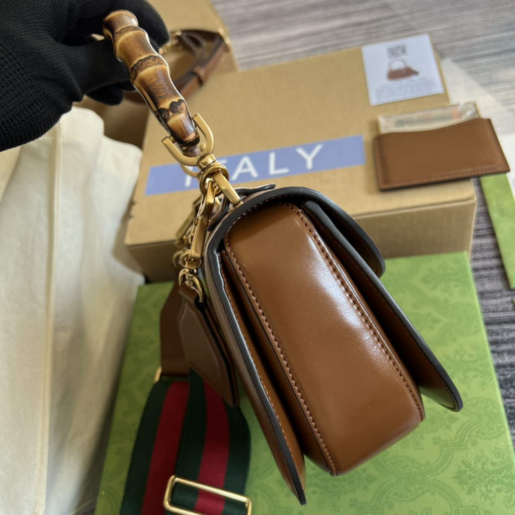 Gucci 675797 Bamboo1947 small top handle bag Brown Leather