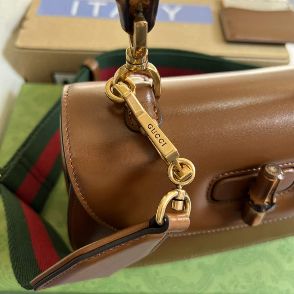 Gucci 675797 Bamboo1947 small top handle bag Brown Leather