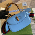 Gucci 675797 Bamboo1947 small top handle bag Blue Leather