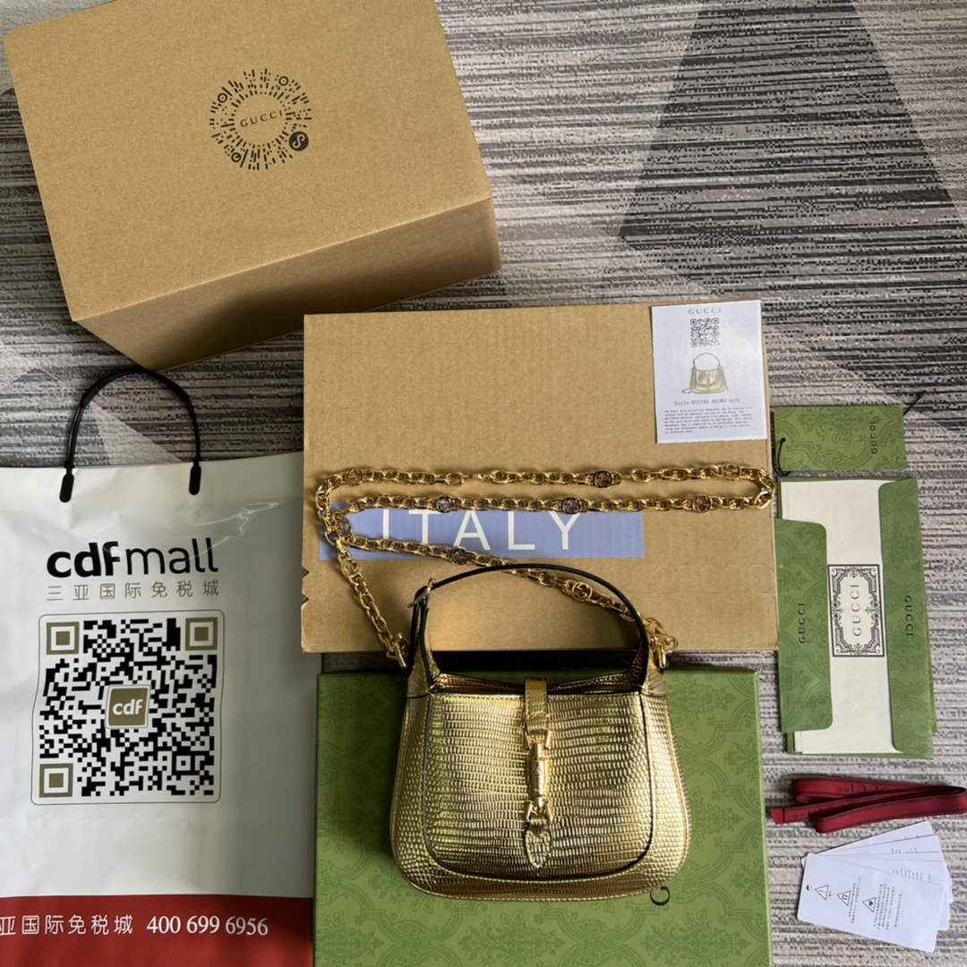 Gucci 675799 Jackie 1961 lizard mini bag Gold