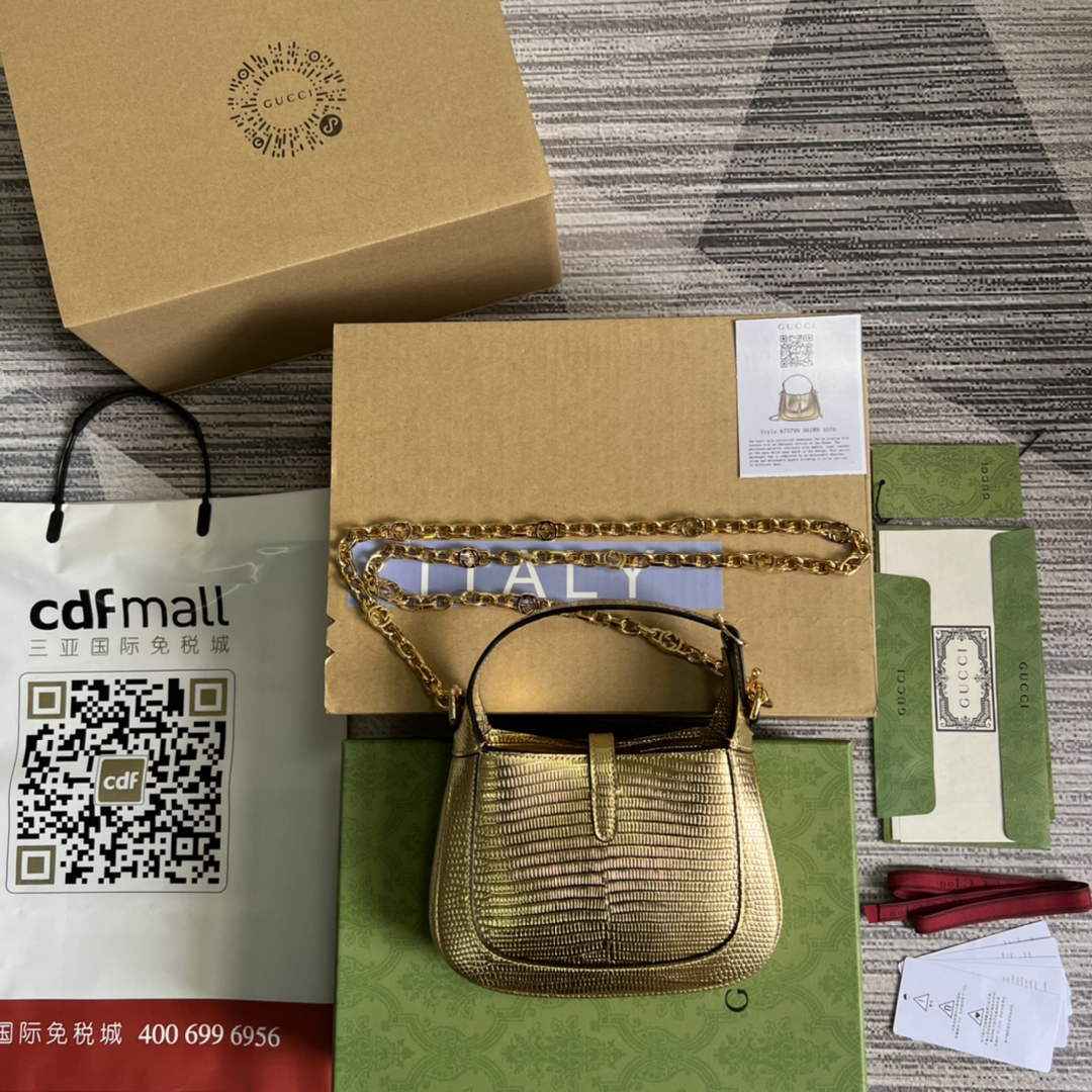 Gucci 675799 Jackie 1961 lizard mini bag Gold