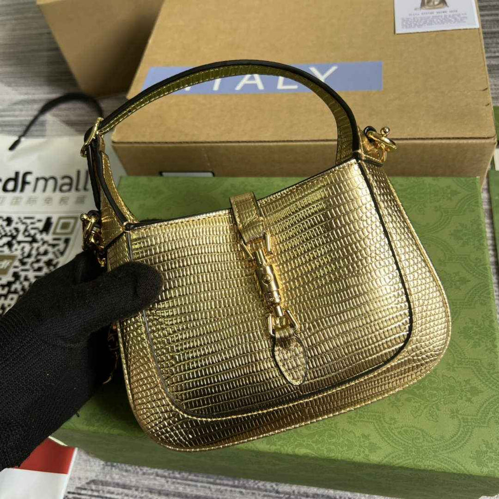 Gucci 675799 Jackie 1961 lizard mini bag Gold