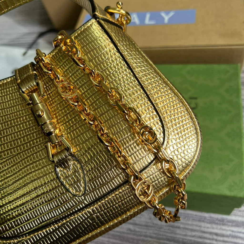 Gucci 675799 Jackie 1961 lizard mini bag Gold
