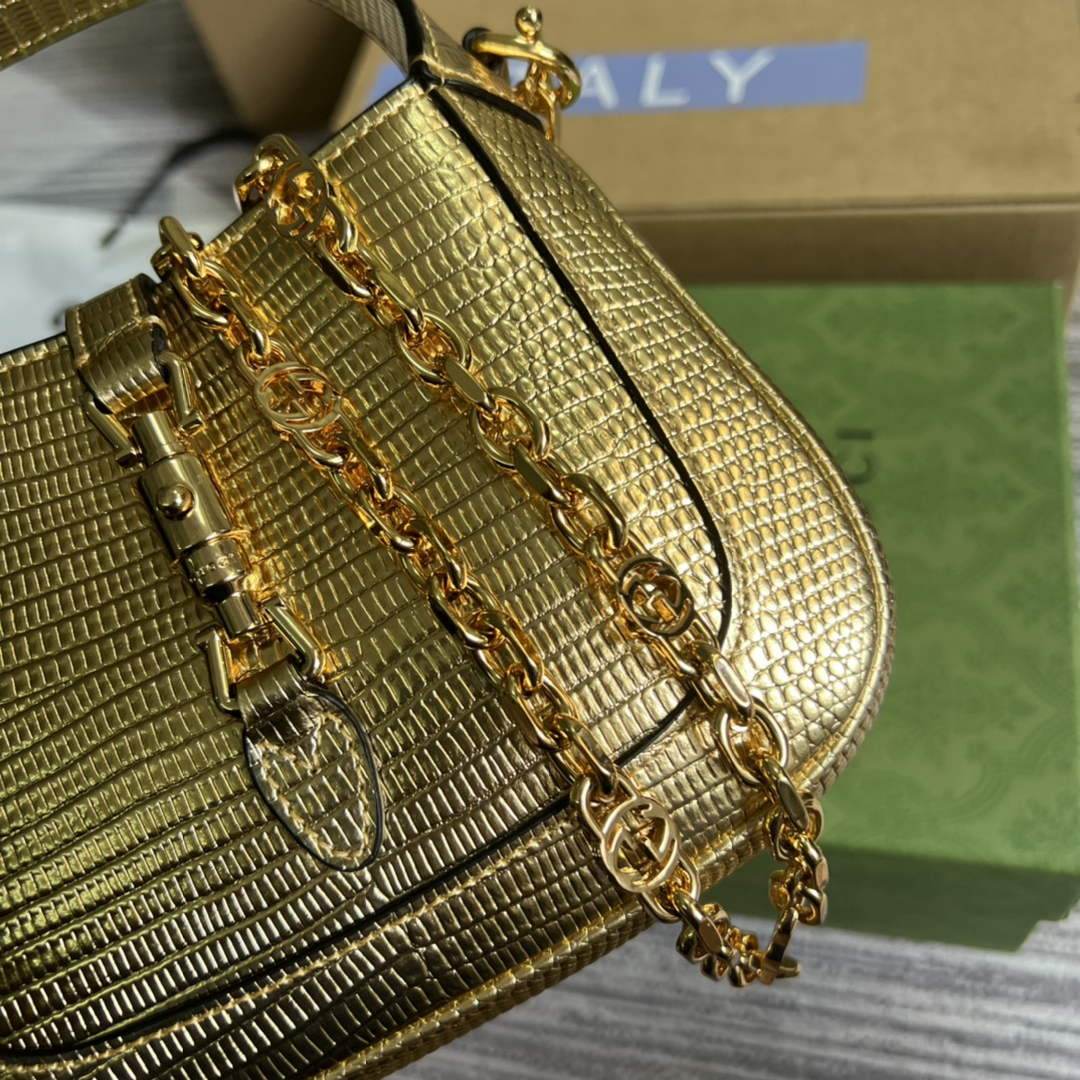 Gucci 675799 Jackie 1961 lizard mini bag Gold