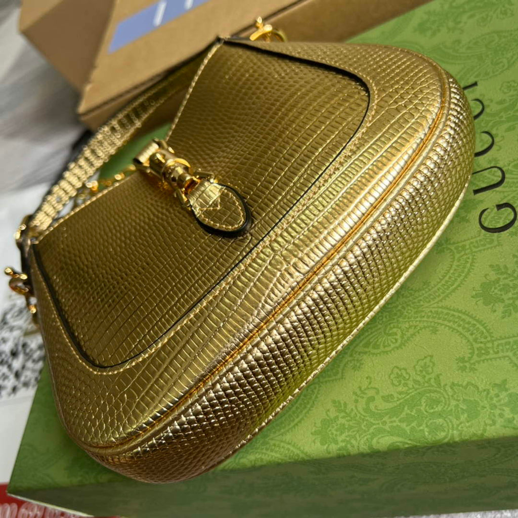 Gucci 675799 Jackie 1961 lizard mini bag Gold