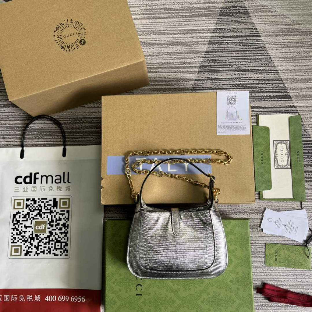 Gucci 675799 Jackie 1961 lizard mini bag Silver