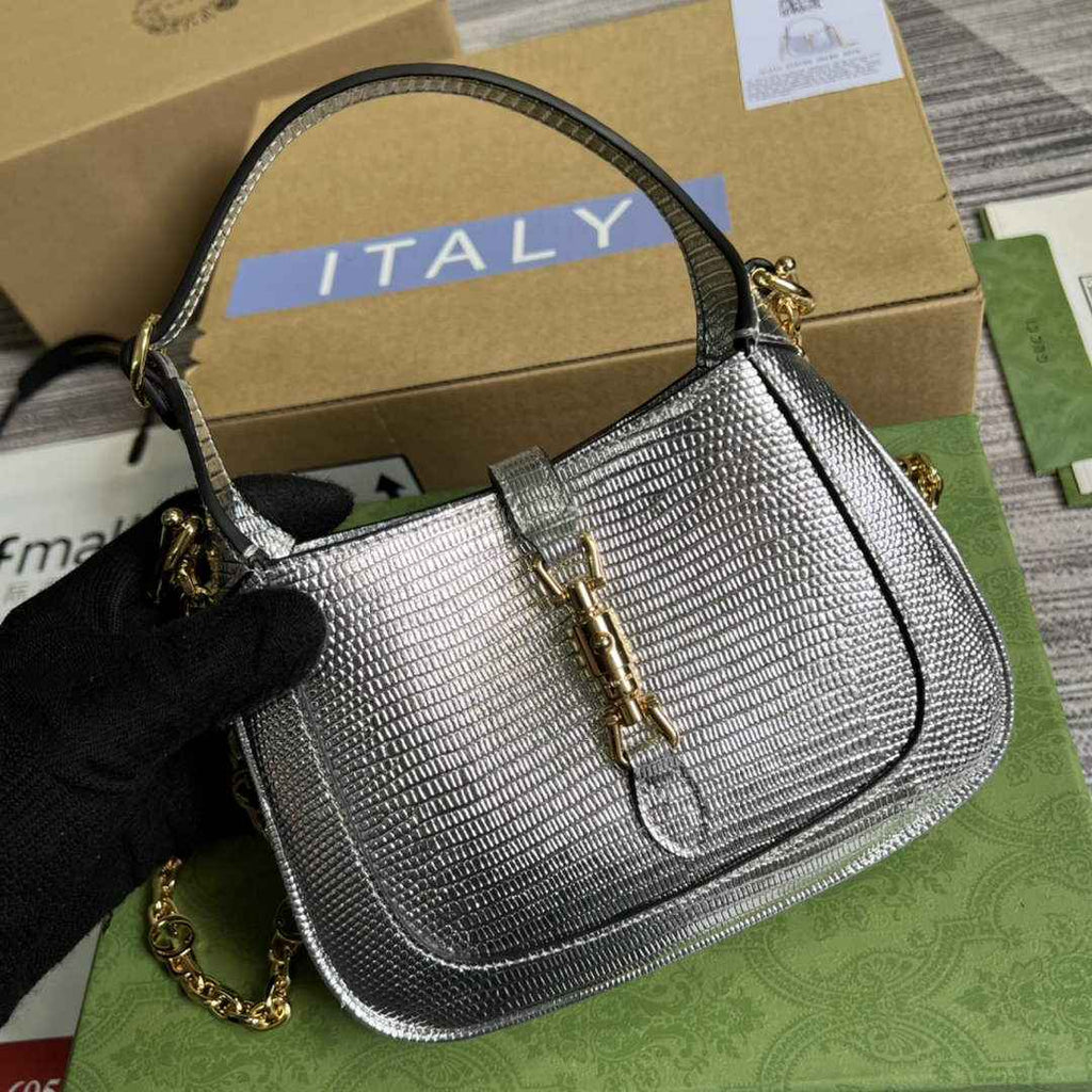 Gucci 675799 Jackie 1961 lizard mini bag Silver