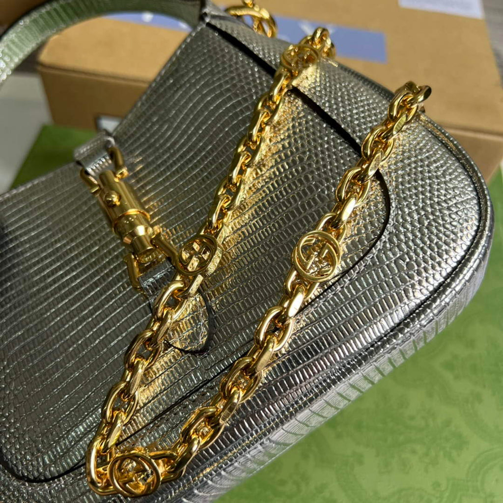 Gucci 675799 Jackie 1961 lizard mini bag Silver
