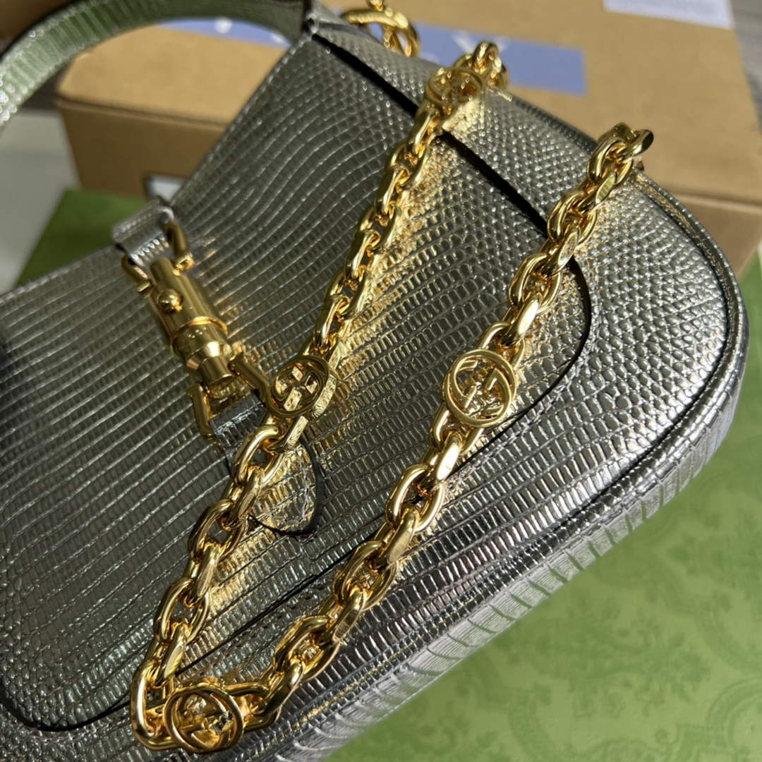 Gucci 675799 Jackie 1961 lizard mini bag Silver