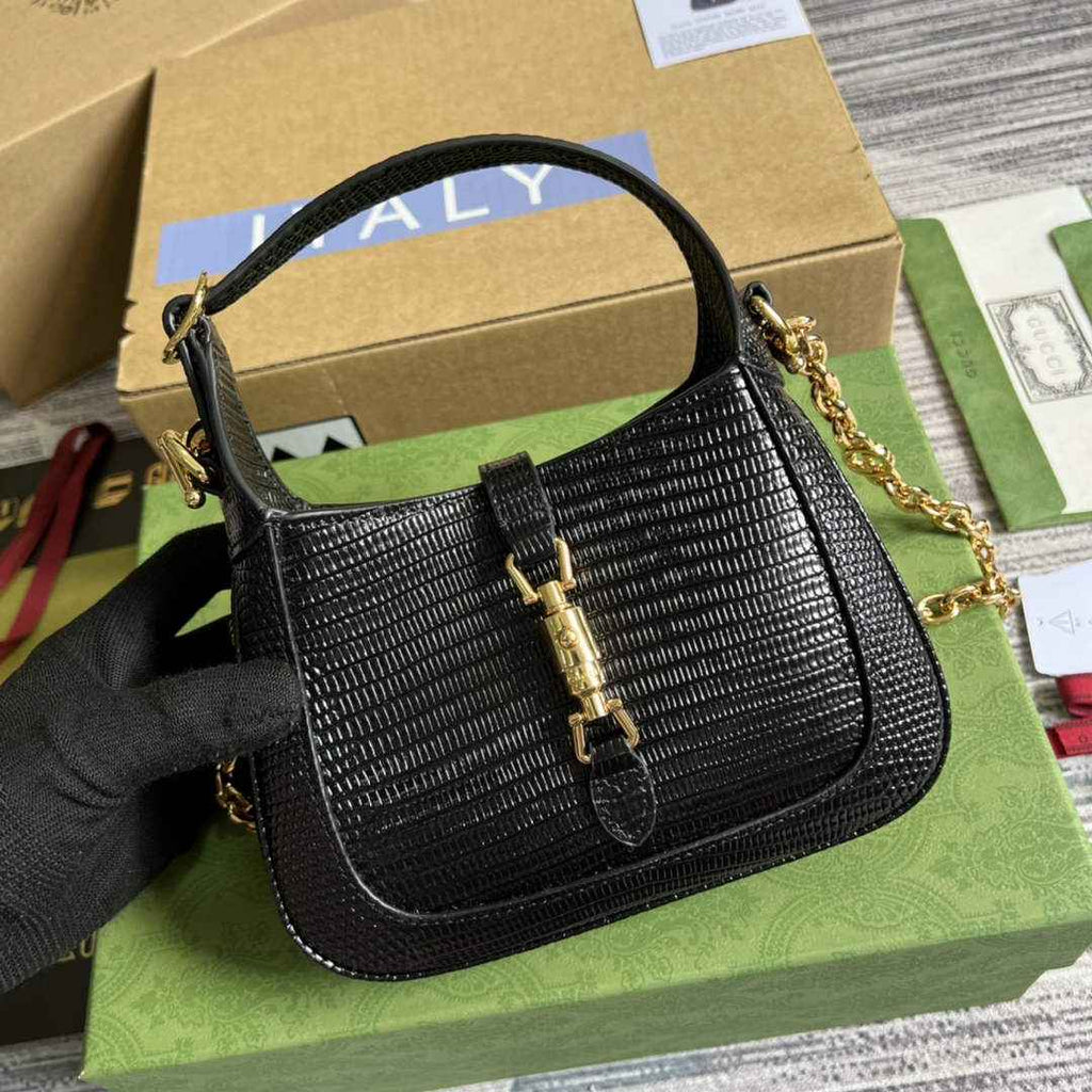 Gucci 675799 Jackie 1961 lizard mini bag Black