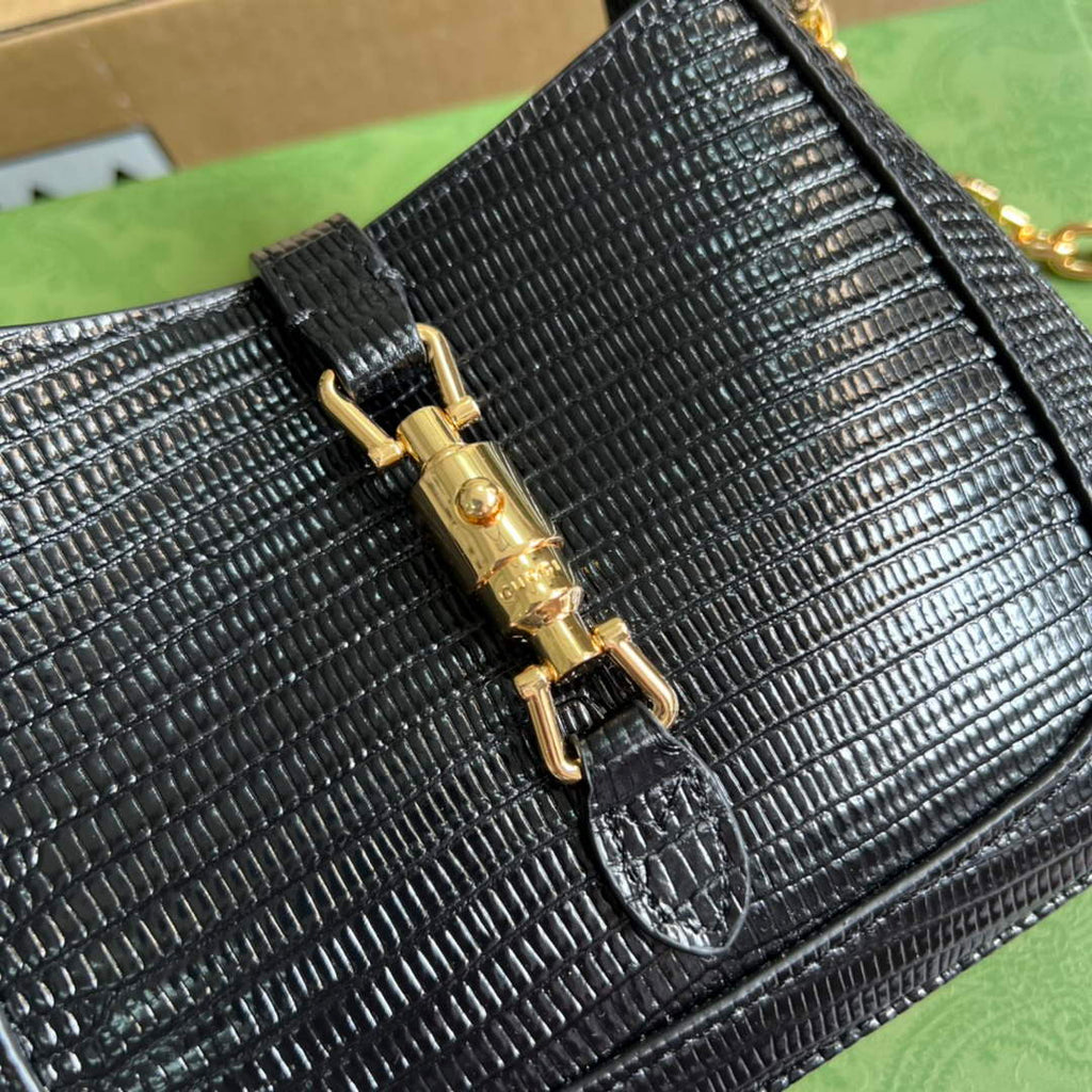 Gucci 675799 Jackie 1961 lizard mini bag Black