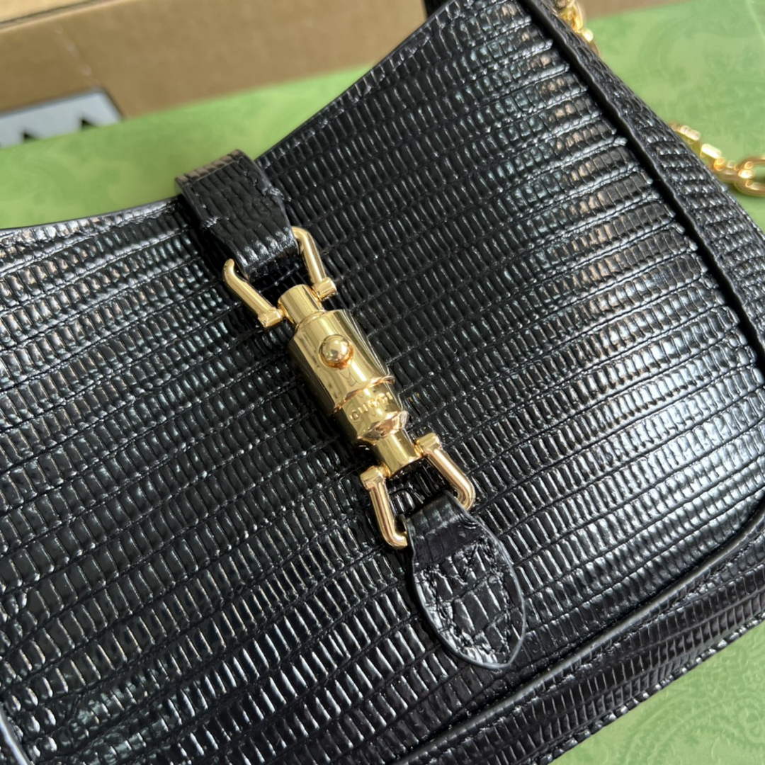 Gucci 675799 Jackie 1961 lizard mini bag Black