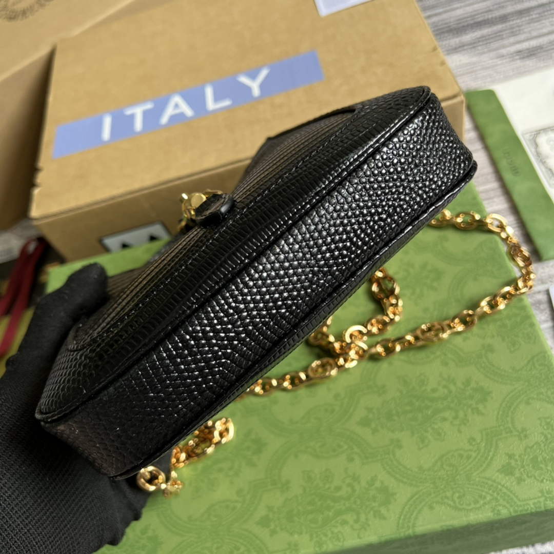 Gucci 675799 Jackie 1961 lizard mini bag Black