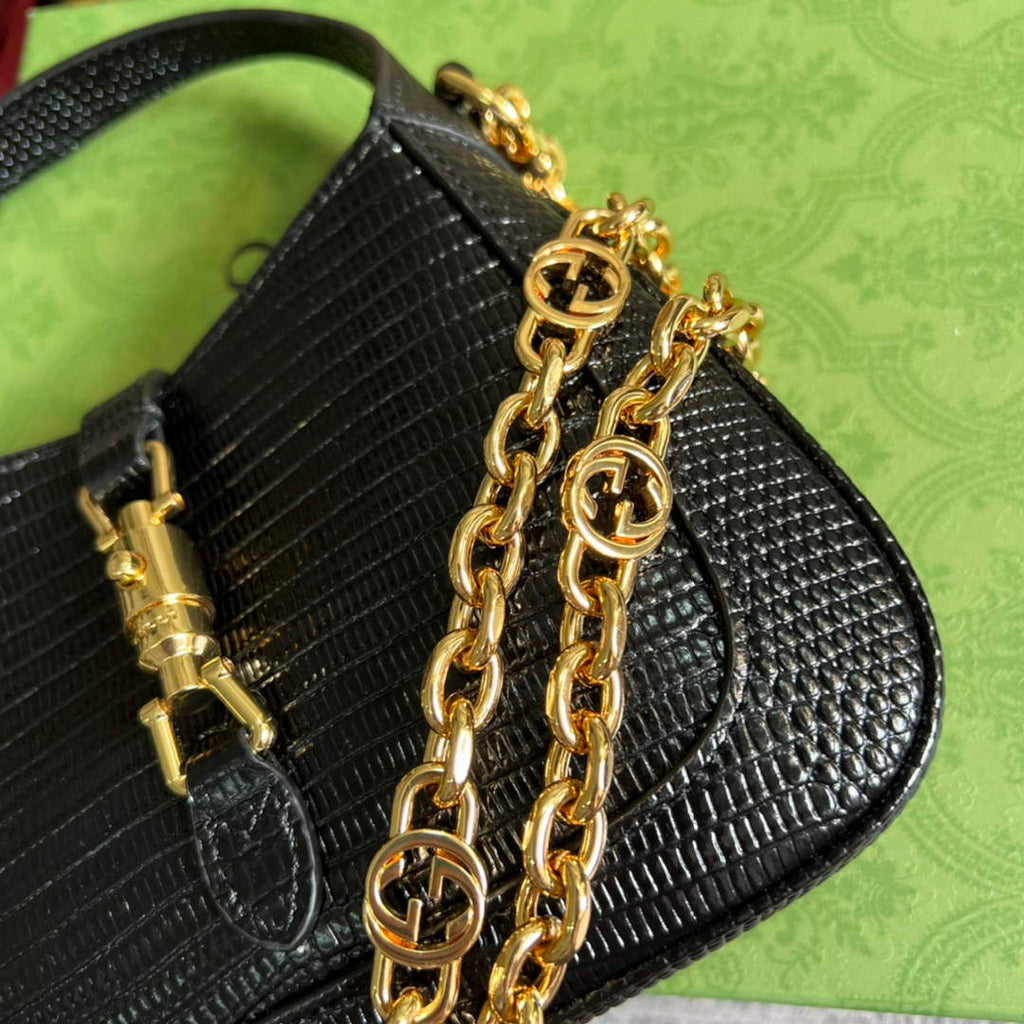 Gucci 675799 Jackie 1961 lizard mini bag Black