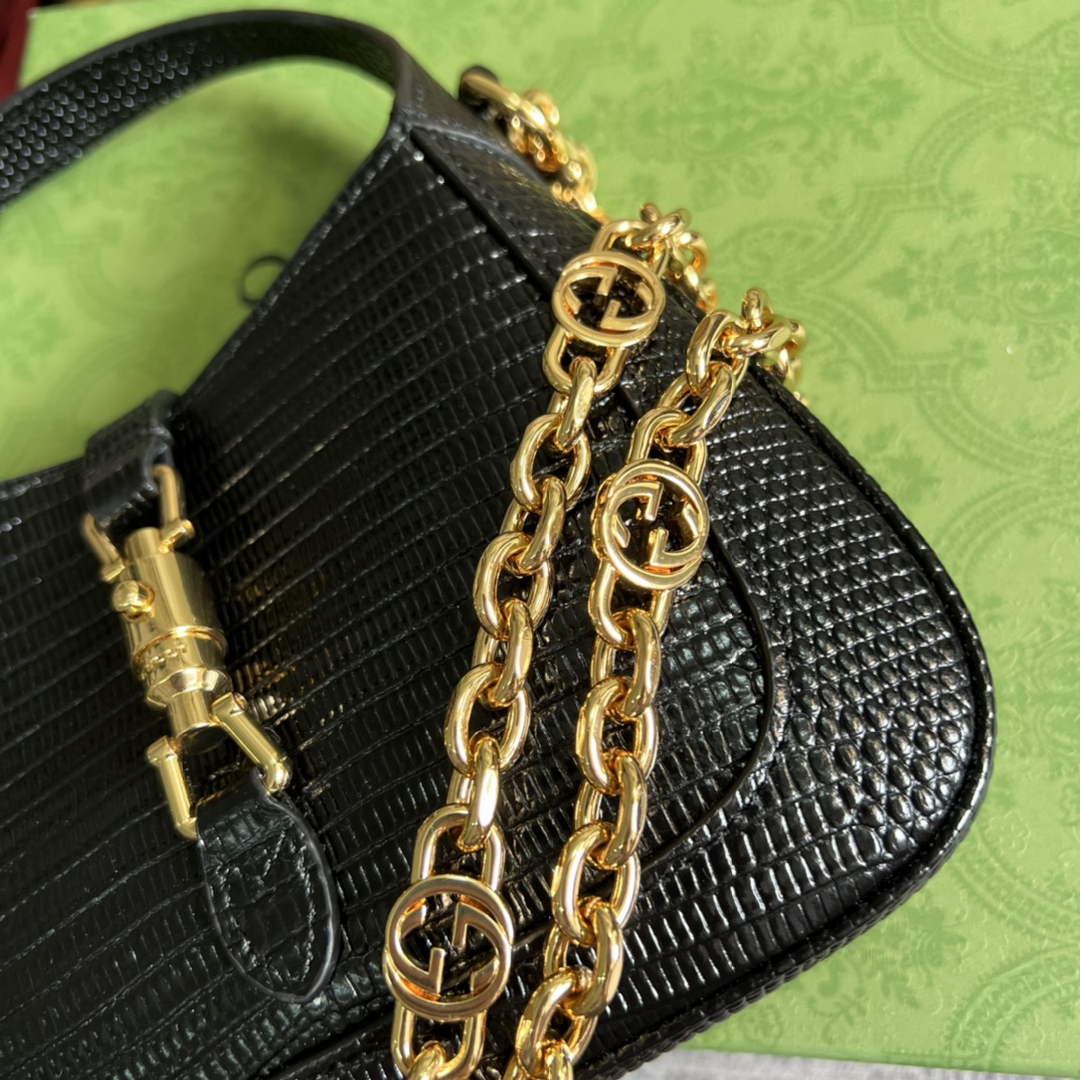 Gucci 675799 Jackie 1961 lizard mini bag Black