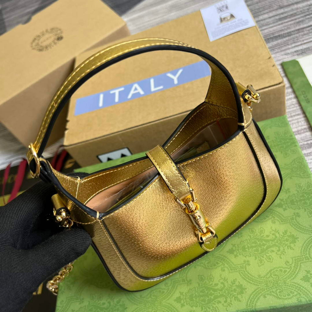 Gucci 675799 Jackie 1961 mini GG shoulder bag Gold leather