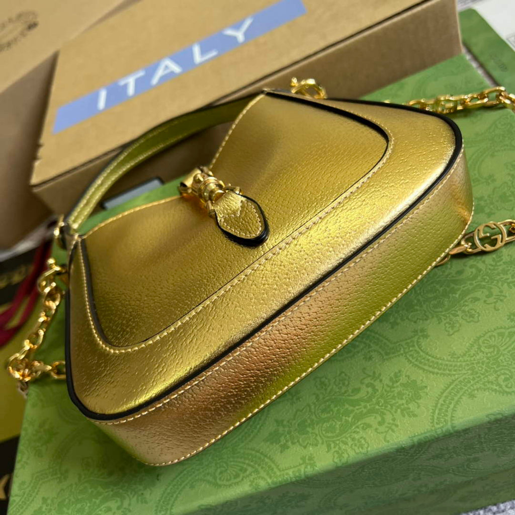 Gucci 675799 Jackie 1961 mini GG shoulder bag Gold leather