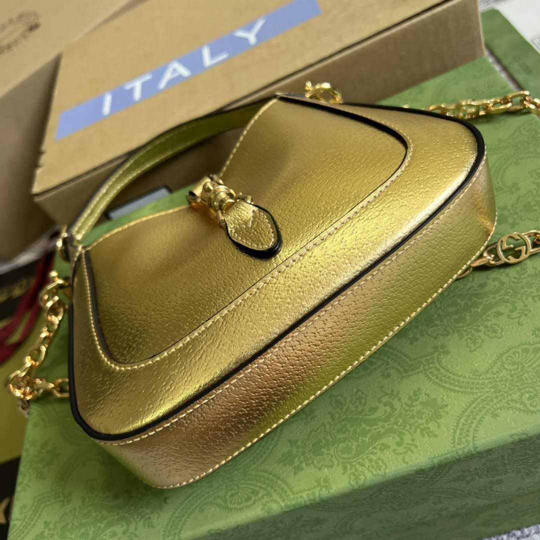 Gucci 675799 Jackie 1961 mini GG shoulder bag Gold leather