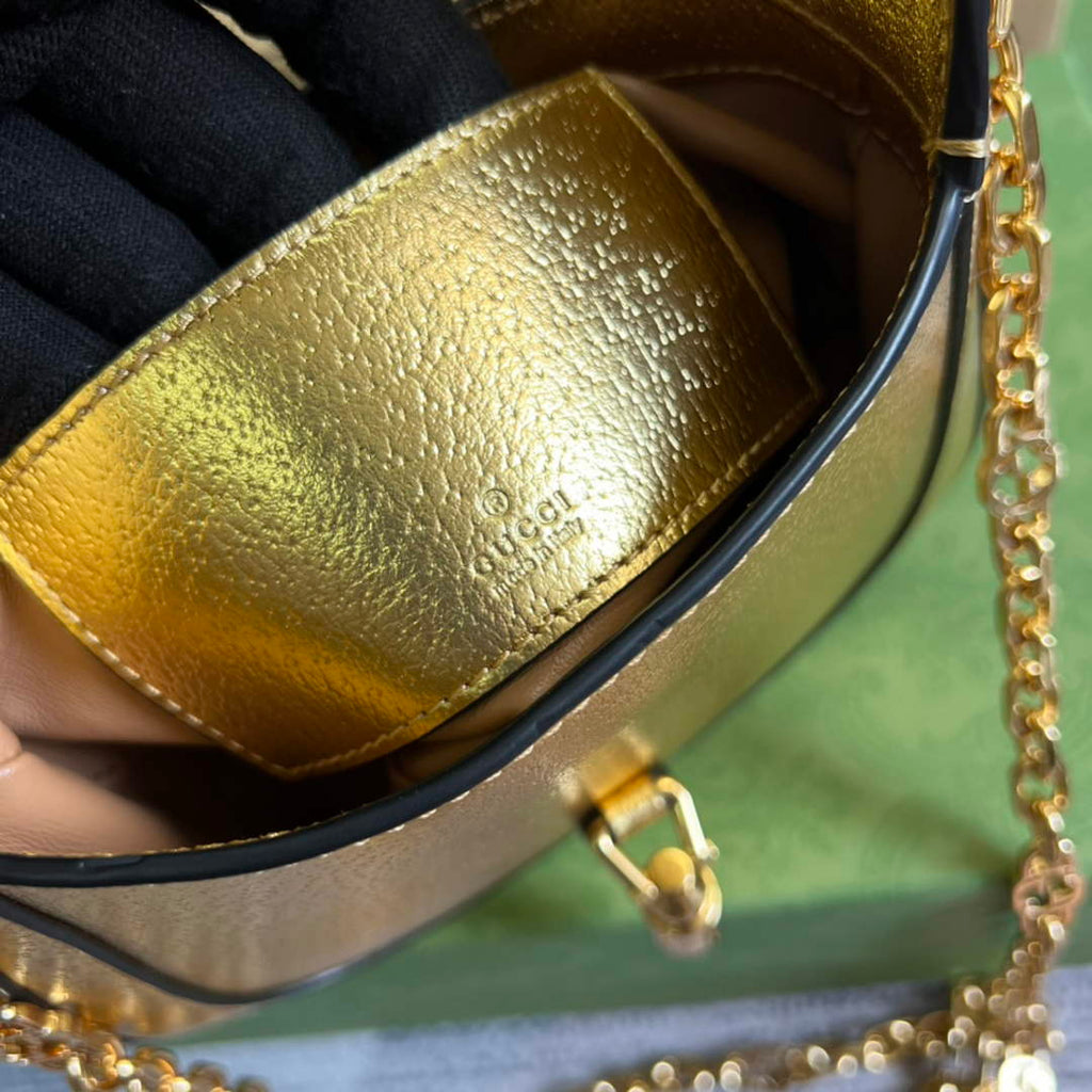 Gucci 675799 Jackie 1961 mini GG shoulder bag Gold leather