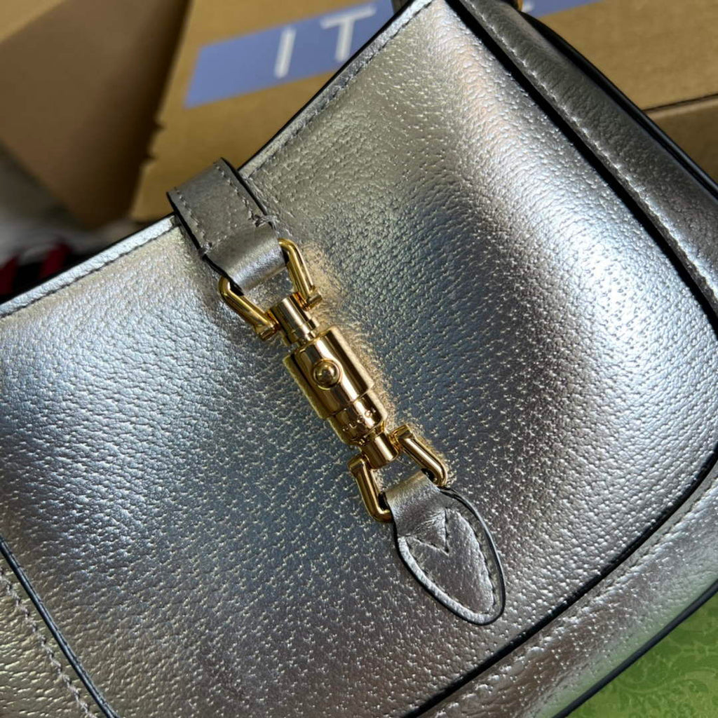 Gucci 675799 Jackie 1961 mini GG shoulder bag Silver leather