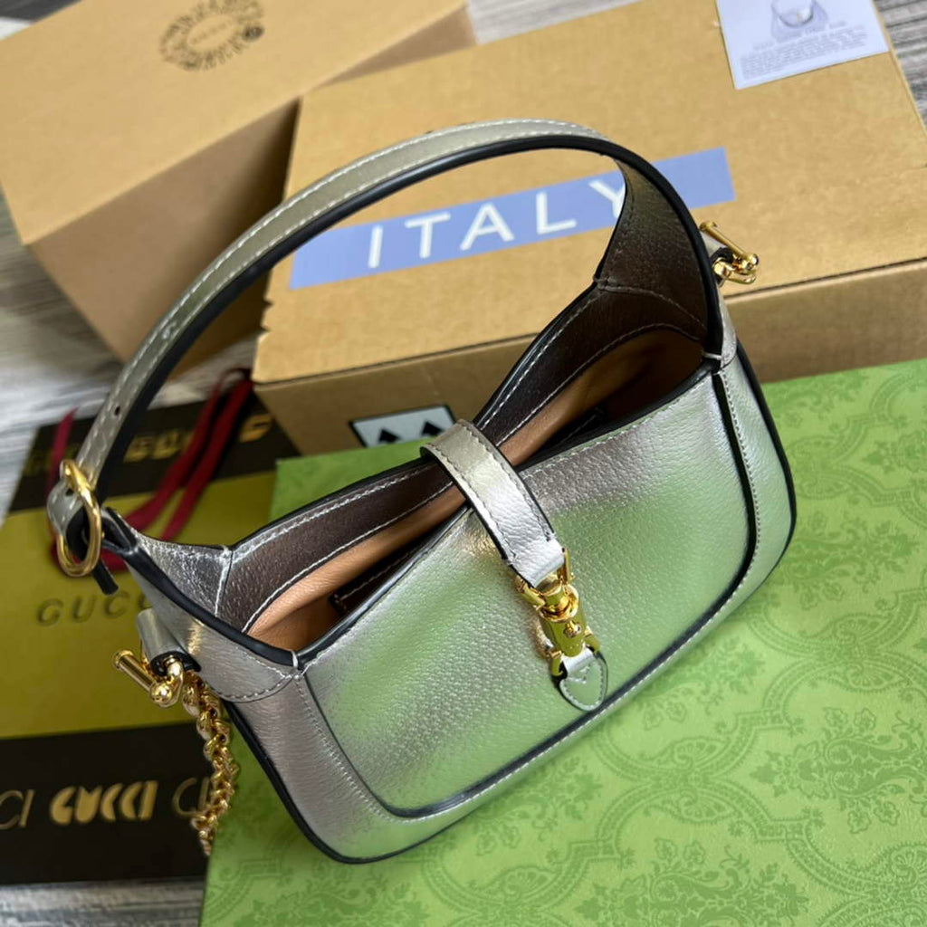 Gucci 675799 Jackie 1961 mini GG shoulder bag Silver leather