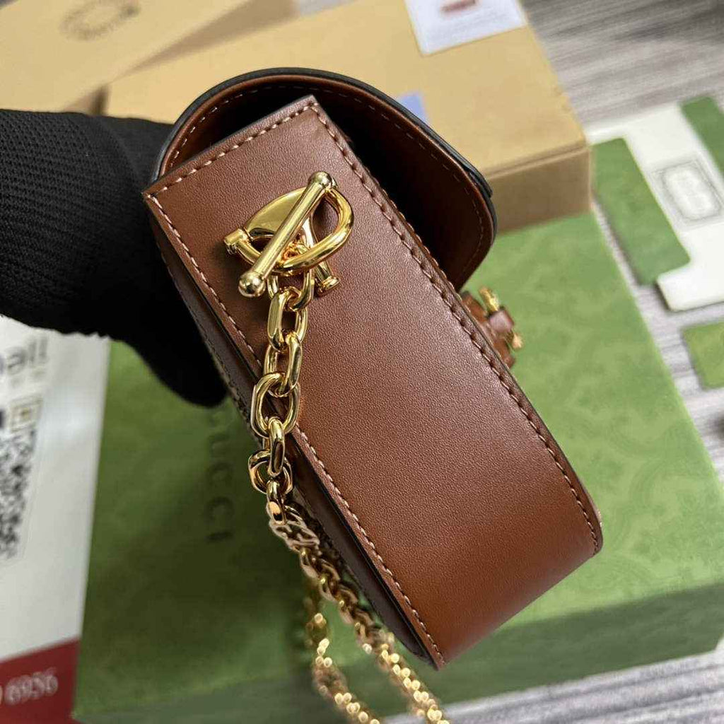 Gucci 675801 Horsebit 1955 GG mini bag Brown leather