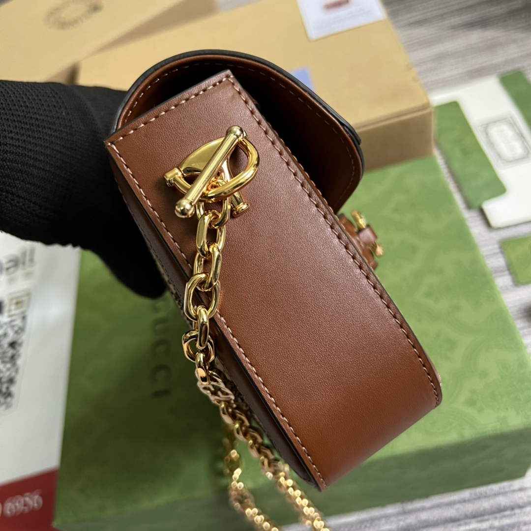 Gucci 675801 Horsebit 1955 GG mini bag Brown leather
