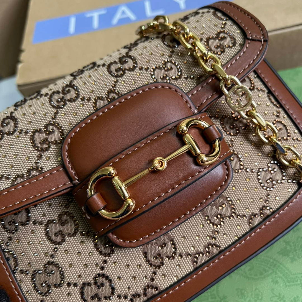 Gucci 675801 Horsebit 1955 GG mini bag Brown leather