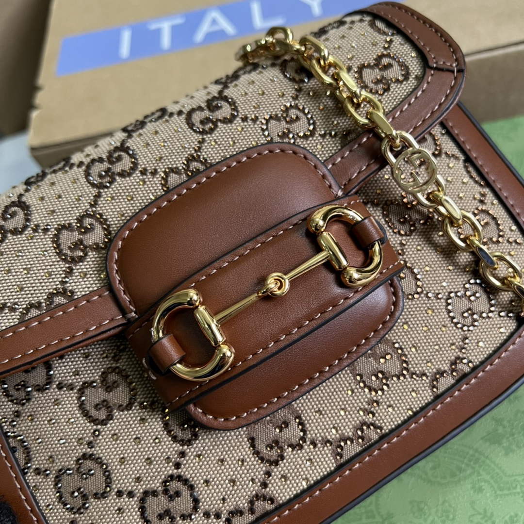 Gucci 675801 Horsebit 1955 GG mini bag Brown leather