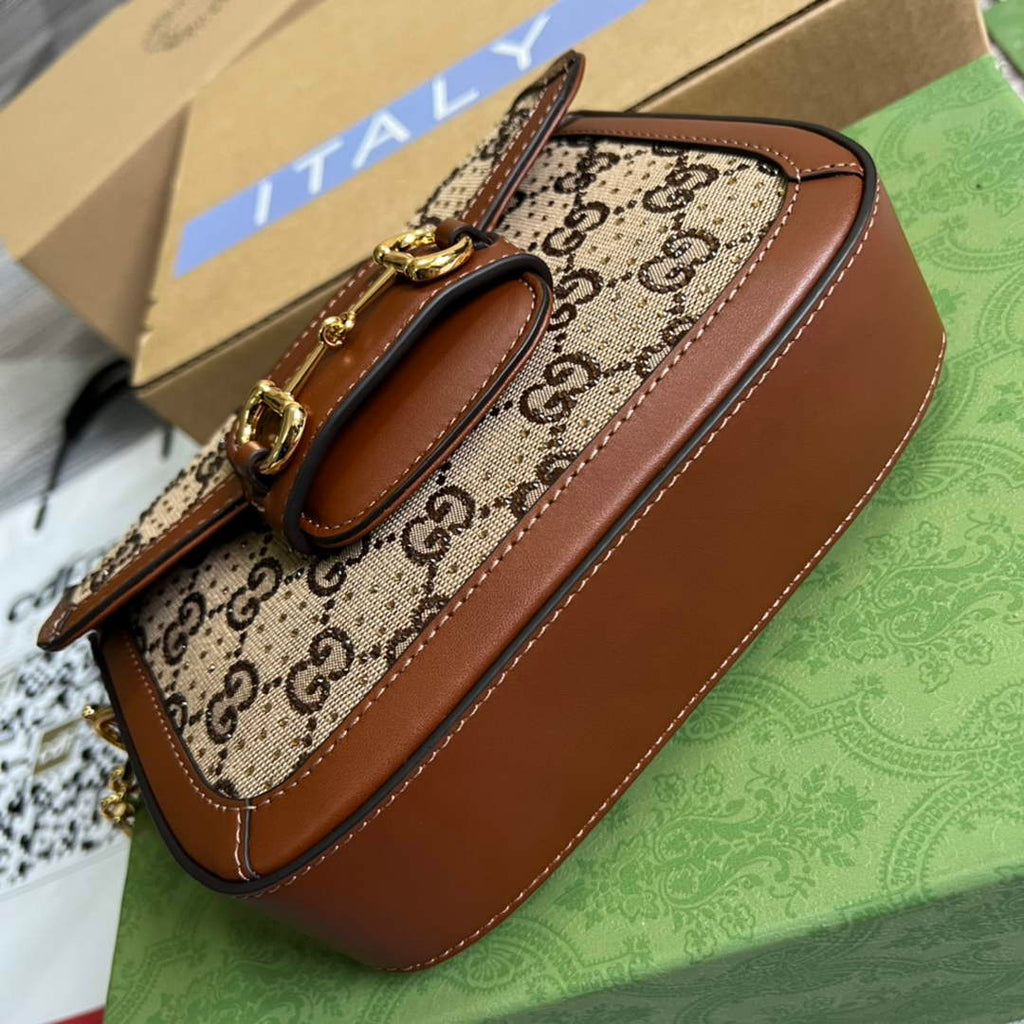 Gucci 675801 Horsebit 1955 GG mini bag Brown leather