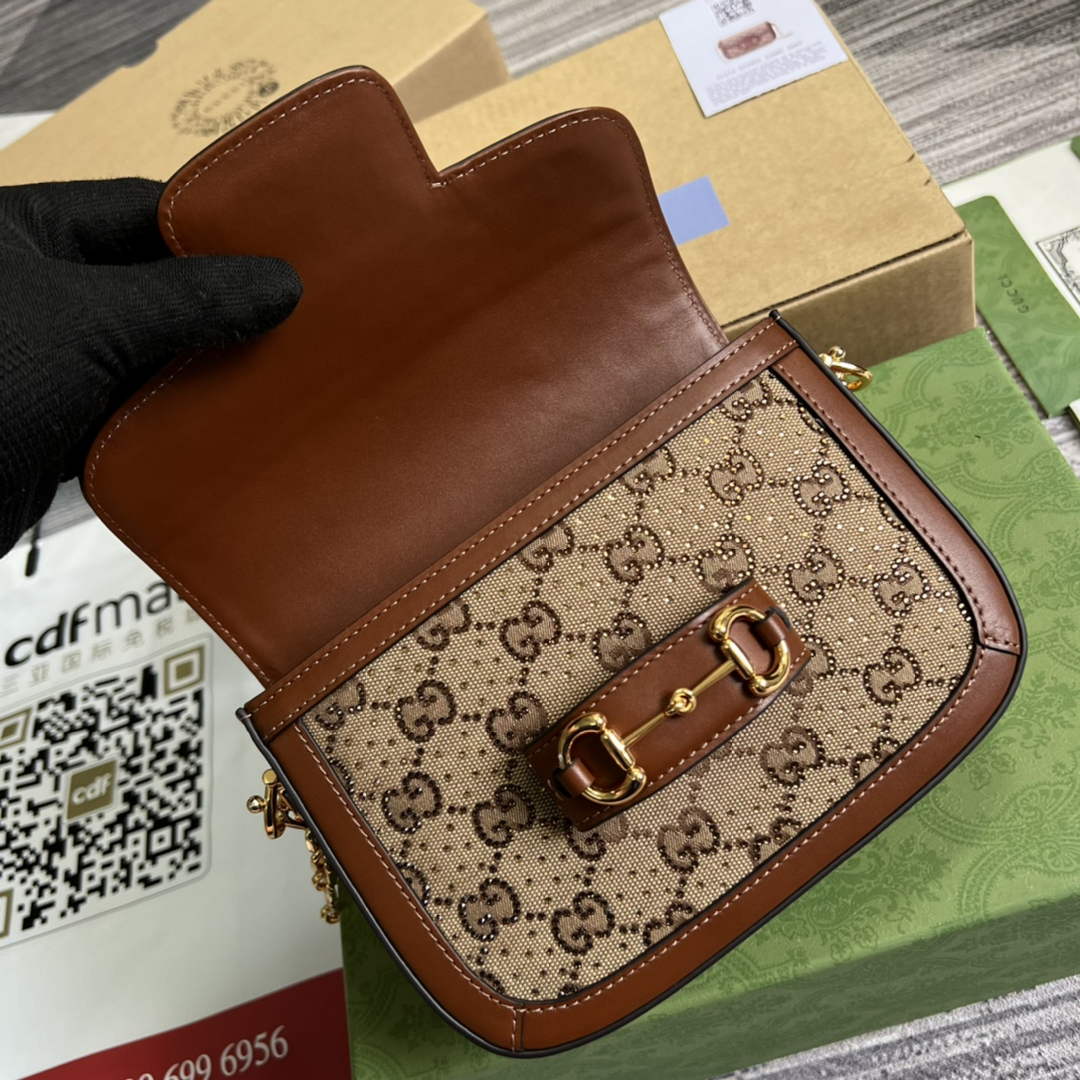 Gucci 675801 Horsebit 1955 GG mini bag Brown leather