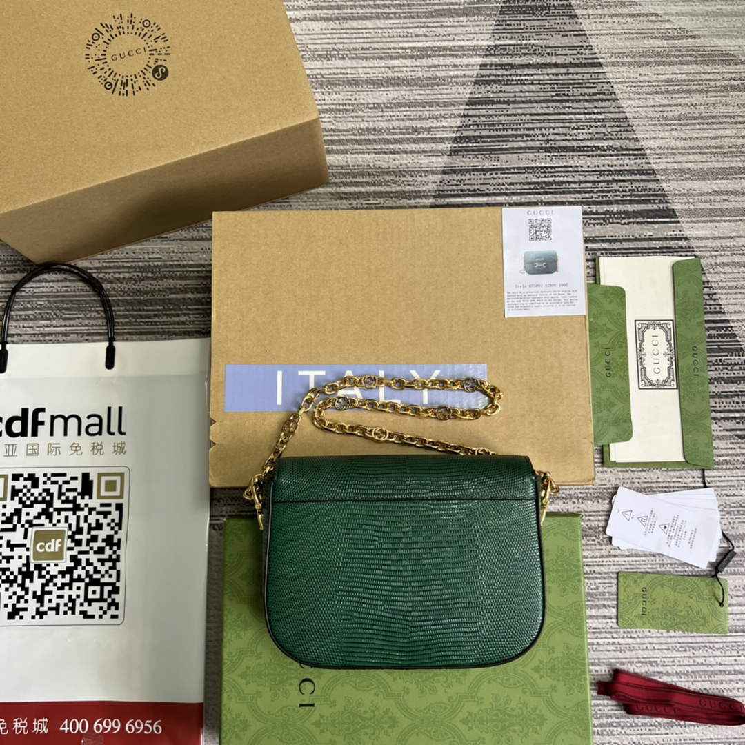 Gucci 675801 Horsebit 1955 lizard mini bag green leather