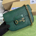 Gucci 675801 Horsebit 1955 lizard mini bag green leather