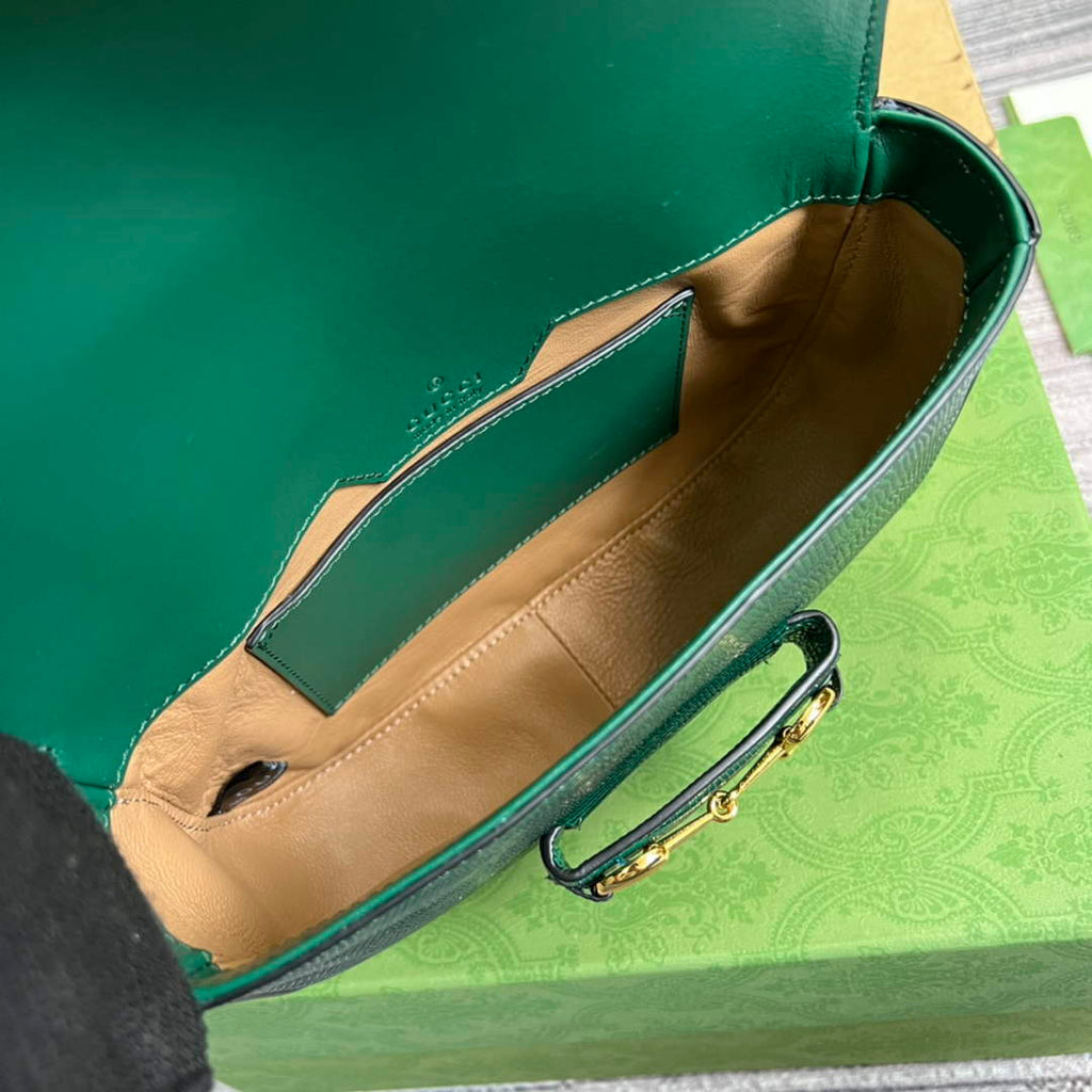 Gucci 675801 Horsebit 1955 lizard mini bag green leather