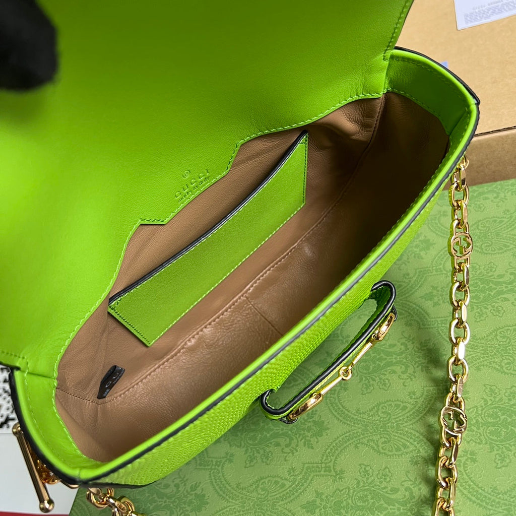 Gucci 675801 Horsebit 1955 lizard mini bag light green leather